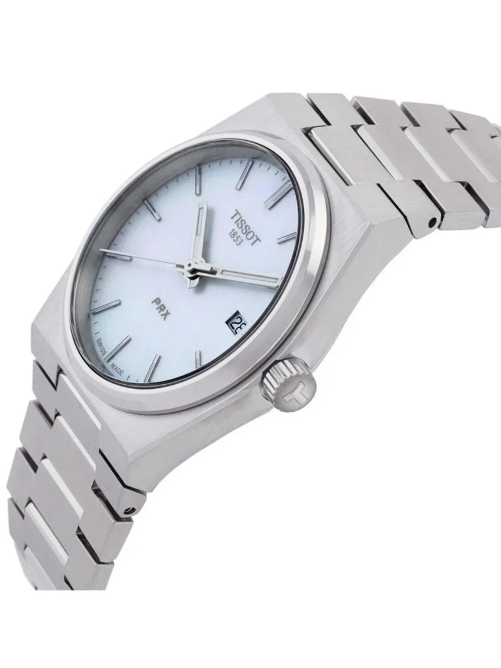NWT Tissot PRX Quartz White Mother of Pearl Dial Ladies Watch